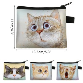 Pack of 4 Mini Purse, Cat Coin Bag, Women's Bag with Zip, Children's Mini Purse, Women's Small Purse, for Coins, Lipstick, Keys, Credit Card, Headphones, multicoloured, cats coin bag