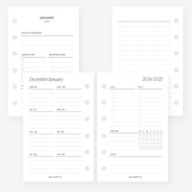 MAY PAPER CO. 2025 Pocket Weekly Planner Refill, Week on Two Page Planner Insert for Pocket Filofax and LV PM 6 ringed Agenda (Weeks with Tracker)