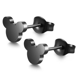 SIISPRI Stainless Steel Tiny Mouse Silhouette Button Stud Post Earrings for women earrings studs hypoallergenic earring