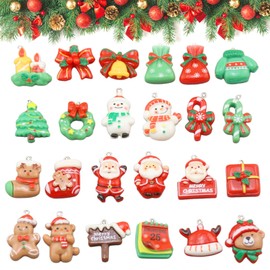 Ellxen Pack of 24 Christmas Figures, Small Pendants, Mini Christmas Pendants, Christmas Ornaments, Small Christmas Decoration for DIY