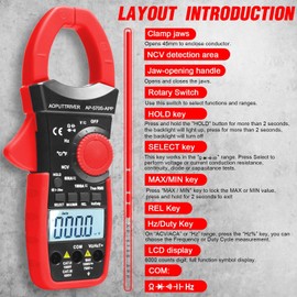 AP-570S-APP 6000Count Bluetooth Clamp Meter Digital Multimeter Clamp Meter with Automatic Measuring Range for Amps, Volts, Ohm, Resistance, Capacitance, Continuity