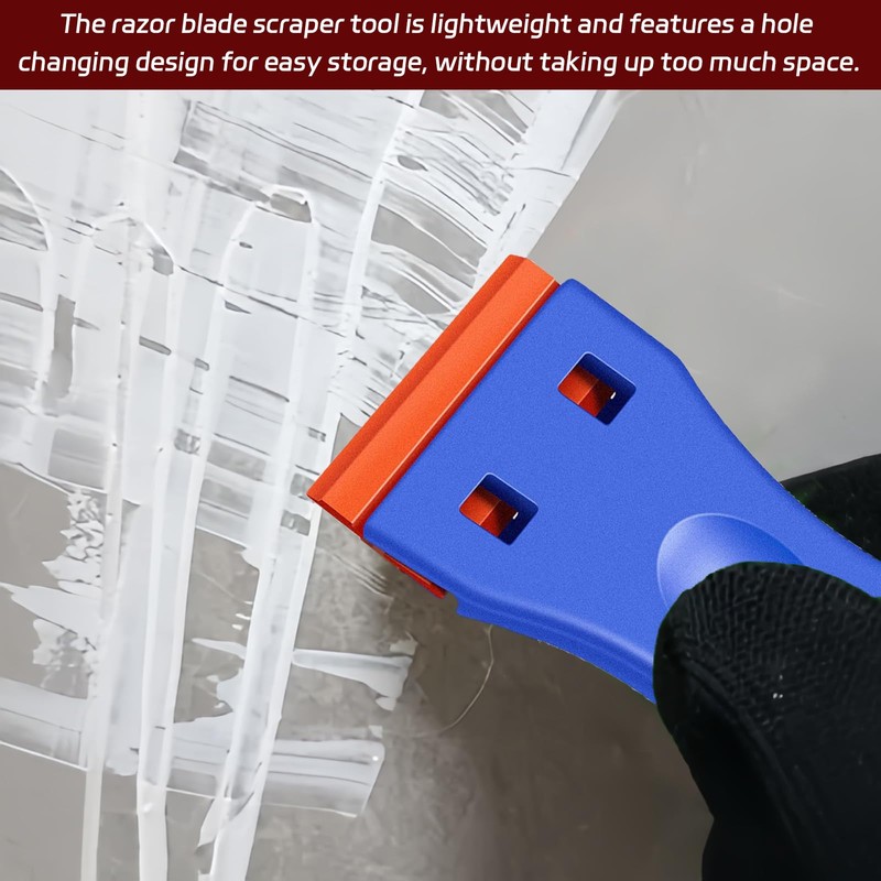 2 Pcs Plastic Scraper with 100 Pcs Plastic Blades,Scratch-Free Plastic