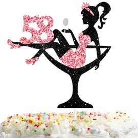 Decoración para tartas de niña sentada para niña, dama 58 cumpleaños, maquillaje, spa, decoración de fiesta, suministros de decoración de 58 siluetas de tacón alto, decoración de pasteles, color oro rosa