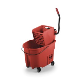 Rubbermaid Commercial Products WaveBrake 2.0 35 QT Side-Press Mop Bucket and Wringer, Red (FG758888RED)