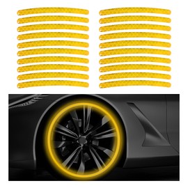 Yourkar 20 PCS Car Wheel Reflective Stickers, Anti-Scratch Night Safety Warning Tape Stripe Sticker, Exterior Fluorescent Decorative Tire Rims Decal for Vehicles, Car Accessories (Yellow)