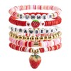 Yecomsy Strawberry Polymer Clay Stacktable Bracelets Colorful Strawberry Heishi Clay