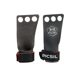 PICSIL RX Grips, 3 Finger Carbon Hand Grips for Gymnastics, Cross Training, Weightlifting, WODs, Pull ups & Workout, Hand Protection for Rips & Blisters for Men & Women (Orange, S)
