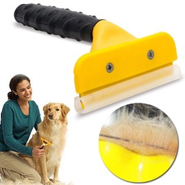 BeTyd Pet Dog Deshedding Removal Hair Comb for Cat Grooming Brush Tool Hair Clipper Stainless Dog Cat Combs Supplies (Color : Yellow, Size : Small)