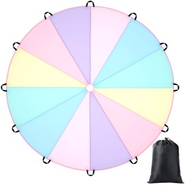 Arrowbash 1 Pcs Kids Play Parachute 6 ft Rainbow Pastel Parachute Toy Tent Game for Children Gymnastics Cooperative Play and Outdoor Playground Activities