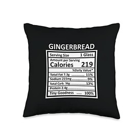 Nutritional Facts Labels Thanksgiving Gifts Store Thanksgiving Christmas Funny Gingerbread Nutrition Facts Throw Pillow, 16x16, Multicolor