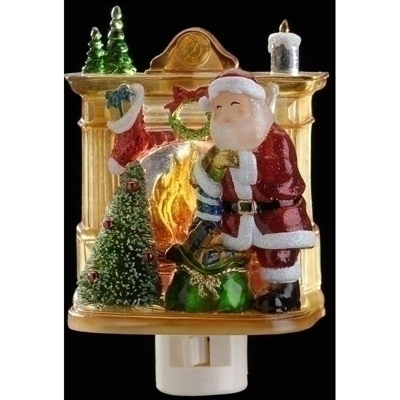 Roman 5.5 Inch Santa by Fireplace Night Light,Glass