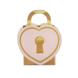 Kate Aspen Love Lock (Set of 12) Favor Boxes, Pink and Gold