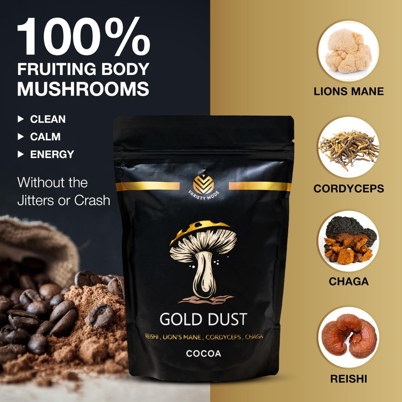 Gold Dust - Lions Mane Mushroom Blend Powder with Chaga,