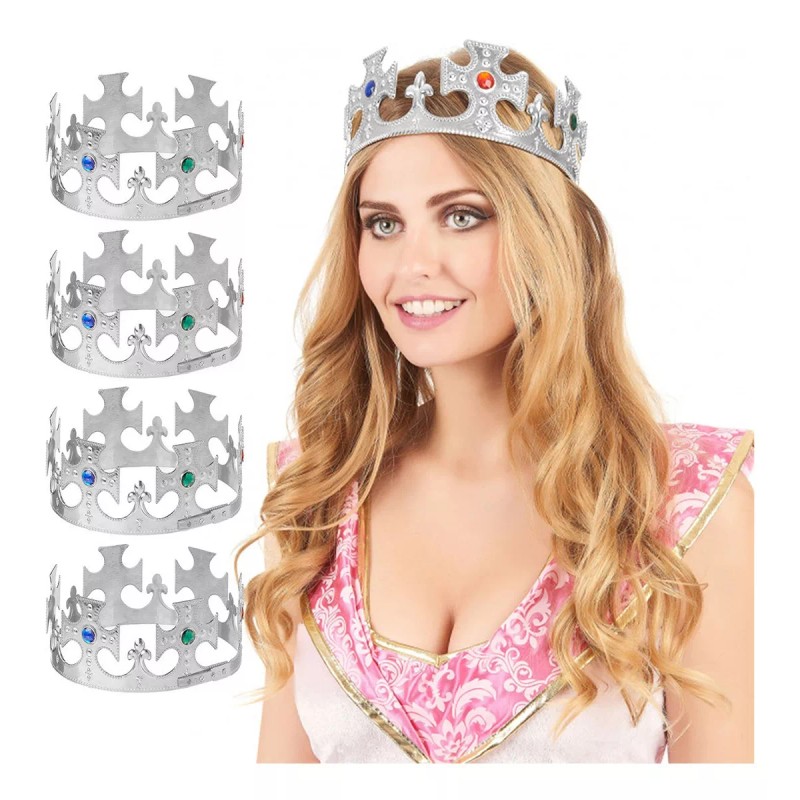 Party 10 Coronas Rey Plastico Reyes Magos Plata Fiesta Eventos