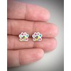 Cat Dog Paw Print Earrings with Crystal Stones - Colourful