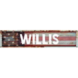 Willis 8" American Flag Patriotic Rectangle Paint Weathered Painted Metal Rustic Rusty Shaped Look Decal Bumper Sticker for use on Any Smooth Surface