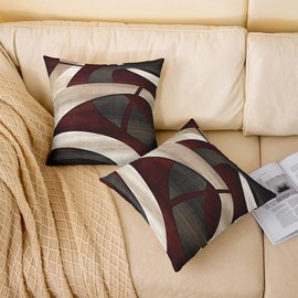 Abstract Stripes Throw Pillow Covers Vintage Geometric Circles Lines Decorative Cushion Covers for Teens Men Women Modern Spiral Simple Style Cushion Cases for Sofa Office 20x20 Inch Set of 2