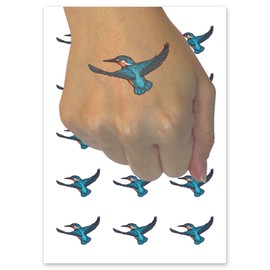 Common River Kingfisher Colorful Bird Temporary Tattoo Water Resistant Fake Body Art Set Collection - 15 2" Tattoos (1 Sheet)