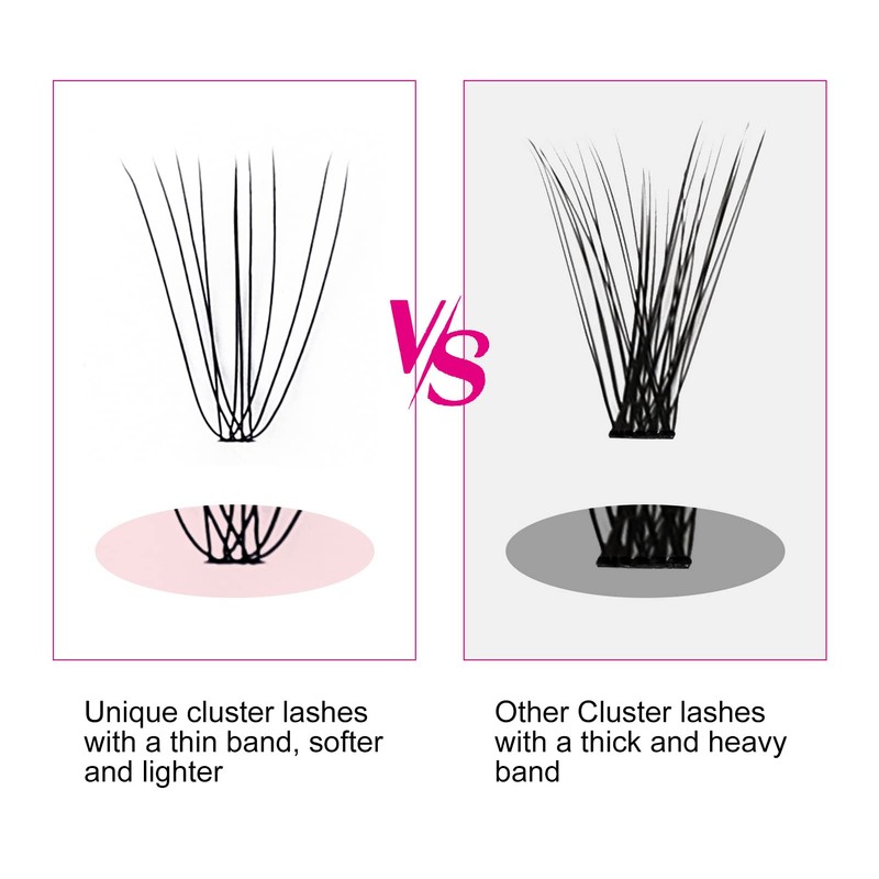 Cluster Eyelashes, Individual, 10 Roots, 0.07mm C-curl, 10mm, Medium Length,