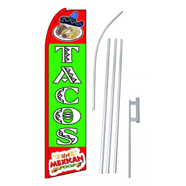 Tacos Flag Flutter Feather Banner Swooper Extra Wide Bundle Kit