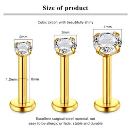 LAURITAMI Lip Piercing Labret Stud 6 mm 8 mm Opal CZ 1.2 mm Tragus Helix Piercing Ear Piercing Cartilage Earrings Stainless Steel, Stainless Steel