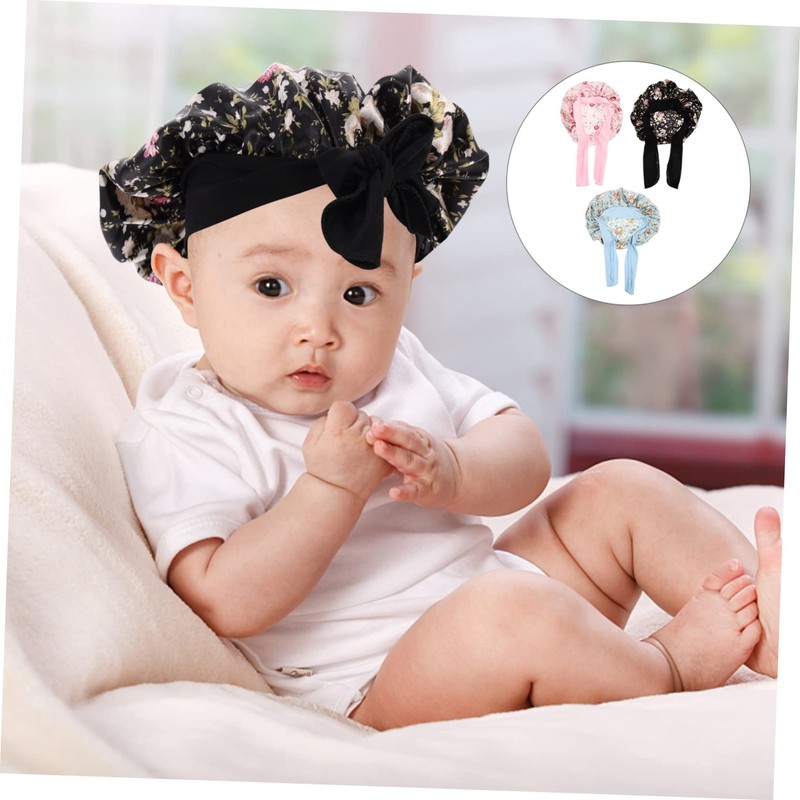Outanaya 3pcs round hair cap big bonnet children satin bonnet