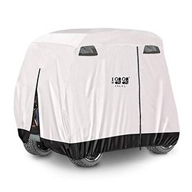 10L0L Universal 4 Passenger Golf Cart Cover for EZGO Club Car Yamaha, Zipper-Open Design Thicken Tear-Resistant Waterproof Golf Cart Storage Cover - Silver