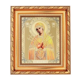 NKlaus Mother of God Seven Arrows Icon in Frame with Glass 14 x 16 cm Christian 11365