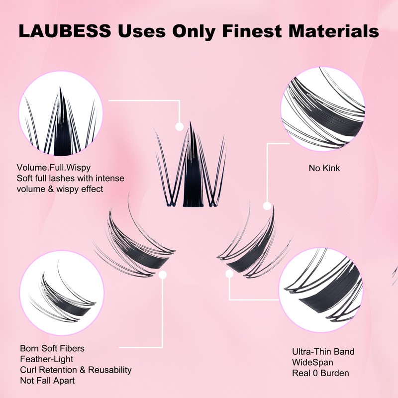 Eyelash Extensions, LAUBESS Lash Extension Set, Clusters, Lashes, Eyelash Glue