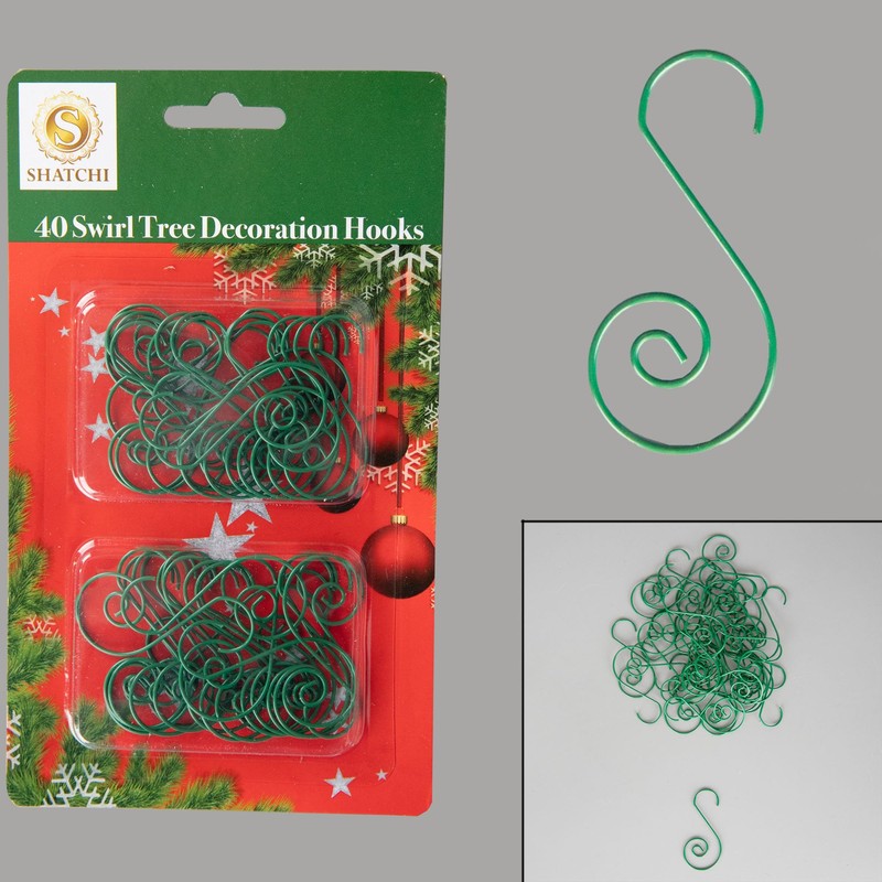 120Pcs Green Christmas Ornaments Hangers Hooks for Christmas Tree Baubles,
