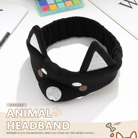DRESBE Makeup Spa Headband Animal Headbands Washing Face Shower Hairband Animal Ears Yoga Hair Accessories for Women Girls (Black)