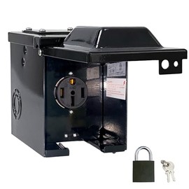 RVPNR RV/EV 50 Amp 125/250 Volt Power Outlet Box, Waterproof Lockable Enclosed Power Panel, 14-50R Receptacle, for RV Camper Travel Trailer Electric Car Generator (RVPNR588F, Black)