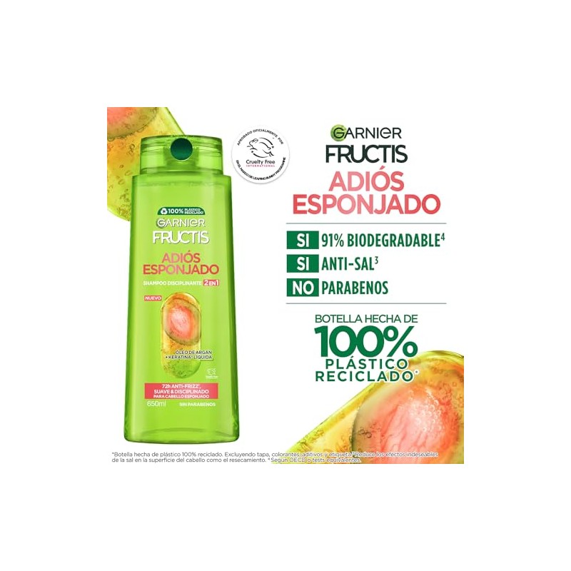 Garnier Fructis Adiós Esponjado Shampoo Antifrizz 2en1 650 ml
