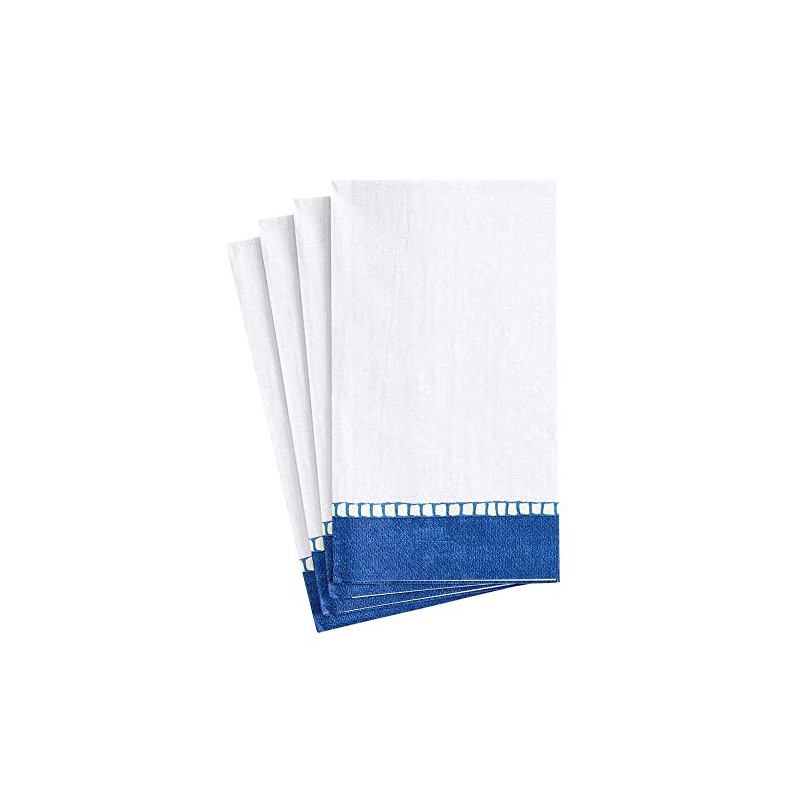 Caspari Entertaining Linen Paper Guest Towels, Marine Blue, Pack of