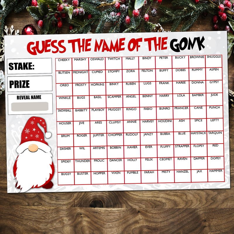 Fundraising Scratch Card Game Predict the Gonks Name Christmas Fayre