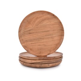 Indus Lifespace Acacia Wood Dinner Plates Set of 4 for Dishes Snack, Dessert Natural Wood Plates Serving Dinnerware Plate for Dinner (20.32 cm x 20.32 cm x 1.27 cm)
