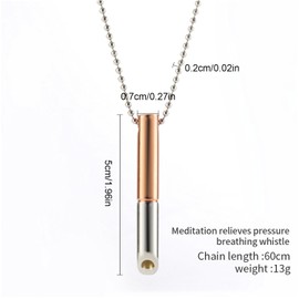 2 PCS Breathing Necklace -Anxiety Relief The breathlace Silent Mindful Breathing, Peace and Love Necklace Portable Deep Breathing Exercises, Men & Women 1pack Black&Silver 1pack Rose Golden&Silver