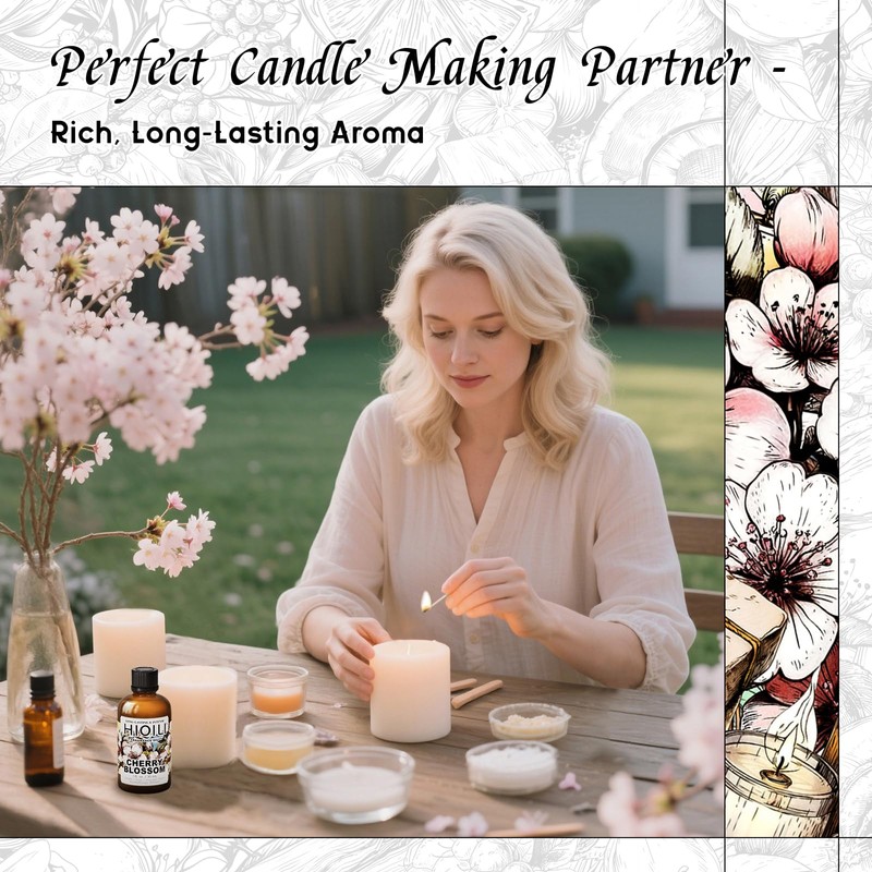 HIQILI Cherry Blossom Fragrance Oil, Floral Perfume Oil, Candle Scents