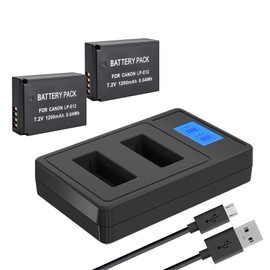 2-Pack of LP-E12 Batteries and USB Dual Battery Charger for Canon EOS-M, EOS M2, EOS M10, EOS M50, EOS M50 Mark II, EOS M100, EOS M200, SX70 HS, Rebel SL1 Digital Cameras