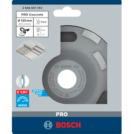 Bosch 1 x PRO Concrete Speed Diamond Grinding Heads for 22.23 mm Bore and Concrete Grinder (for Concrete, Diameter 125 mm, Professional Accessories Concrete Grinder)