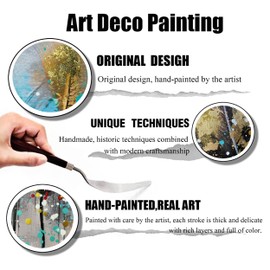 HUBOSKN Leaf Painting Wall Art for Living Room - Modern Hand Painted Wall Art for Office - Big Picture Frames for Wall Size 29" x 59"