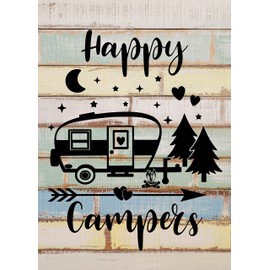 Happy Camper Shower Curtain, Camper RV Bathroom Accessories for Travel Trailers, Camping Shower Curtains for Bathroom Shorter and Narrow Stall Fabric Bathroom Set Decor Hooks Included… (48X72)