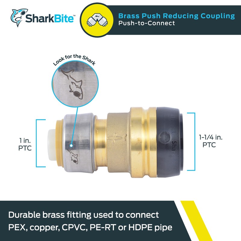SharkBite 1-1/4 Inch x 1 Inch Reducing Coupling, Push to