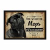 PR Print Royal Doormat Pets with Dog Picture Pug Black