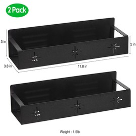 LRAE 2 Pack Magnetic Spice Rack for Refrigerator, Metal Fridge Shelf Kitchen Organization, Spice Magnetic Rack, Strong Magnet Seasoning Rack for Kitchen and Classroom Organizer, Black