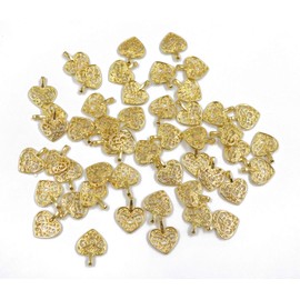 Ruwado 50 Pcs Heart Charms Antique Silver Pendants Beads Supplies for DIY Jewelry Making Necklace Bracelet Accessories Making Finding Earring Keychain Craft Project (Gold)