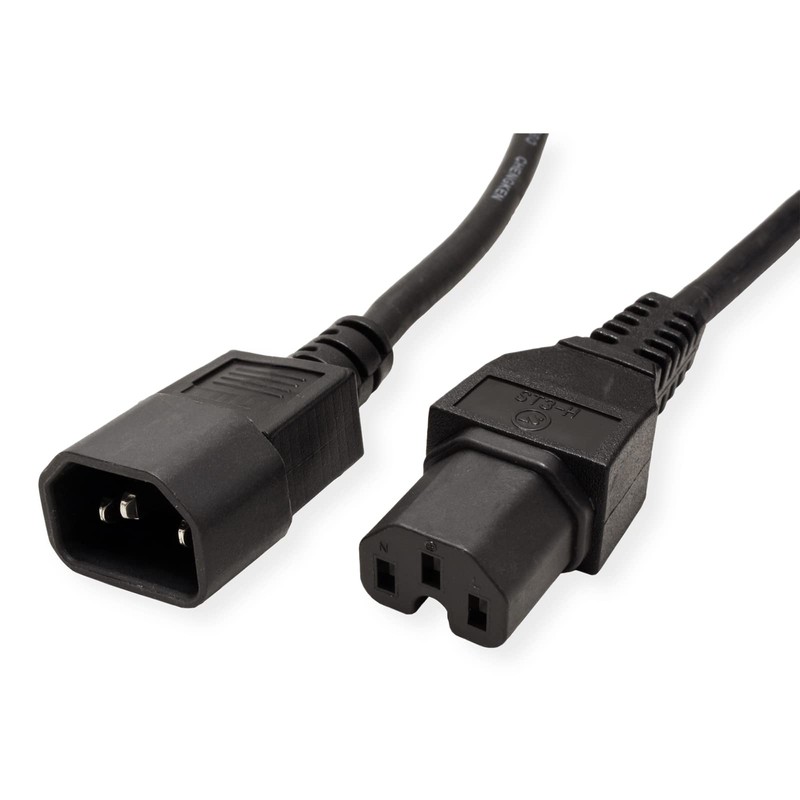 VALUE Power Cable IEC320/C14 Male to C15 Female, Black, 1.8