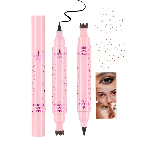 2PCS 2-in-1 Freckle Stamp & Liquid Eyeliner Pen – Waterproof