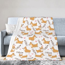Bomugtee Corgi Dog Blanket for Girls Boys AdultsBirthday Gifts Super Soft Throw Blankets for Bed Couch Sofa Lightweight Throw Fox Bedding 60"X50"