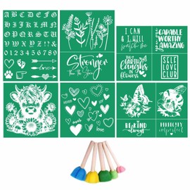 11PCS Sunflower Silk Screen Stencils Self Adhesive Be Kind Screen Printing Stencil Reusable Love Mesh Stencils Wildflower Chalk Transfers for Chalk Paste Paint on Wood,Fabric,DIY Garden Decor Art